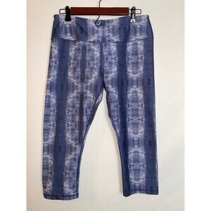 Scorpio Sol Women's Capri Leggings Mid Rise Tie Dye Blue Yoga Pants - Size L